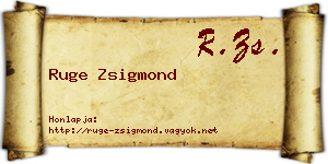 Ruge Zsigmond névjegykártya